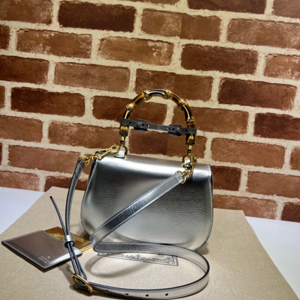 G*u*i small top handle bag with bamboo