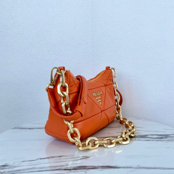 Pra*a system nappa leather patchwork bag