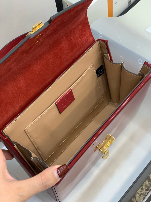 G*u*i sylvie 1969 patent leather mini top handle bag