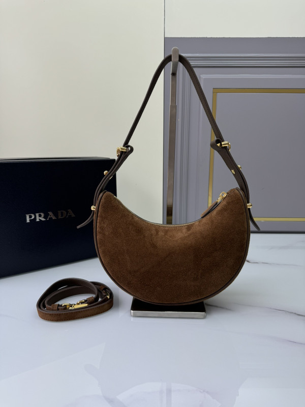 Pra*a arqué leather shoulder bag-22.5*18.5*6cm