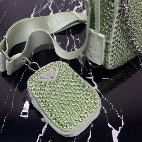 Pra*a re-edition 2005 satin bag with crystals