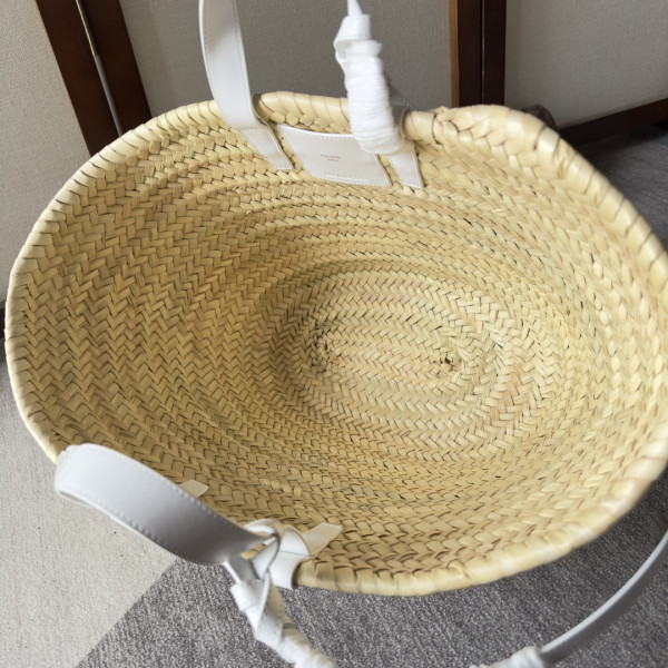 CELIN* TRIOMPHE CELIN* CLASSIC PANIER IN PALM LEAVES AND CALFSKIN