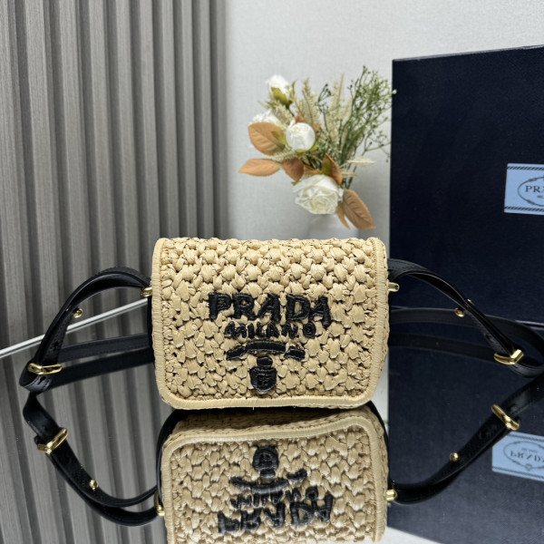 Pra*a crochet and leather shoulder bag