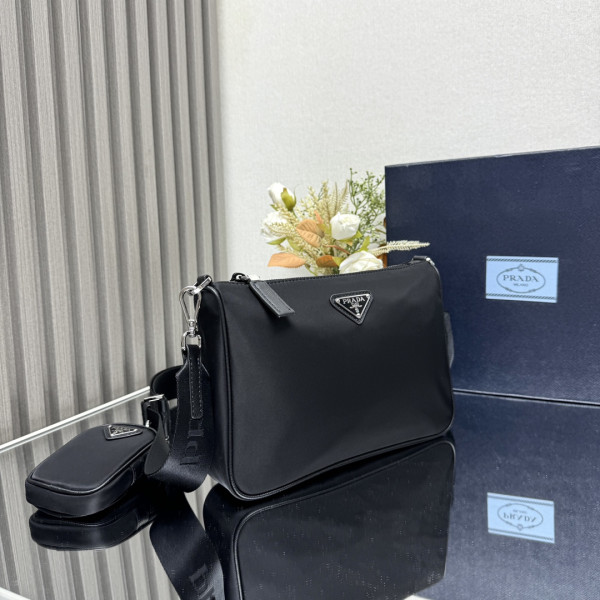 Pra*a re-nylon and saffiano leather shoulder bag