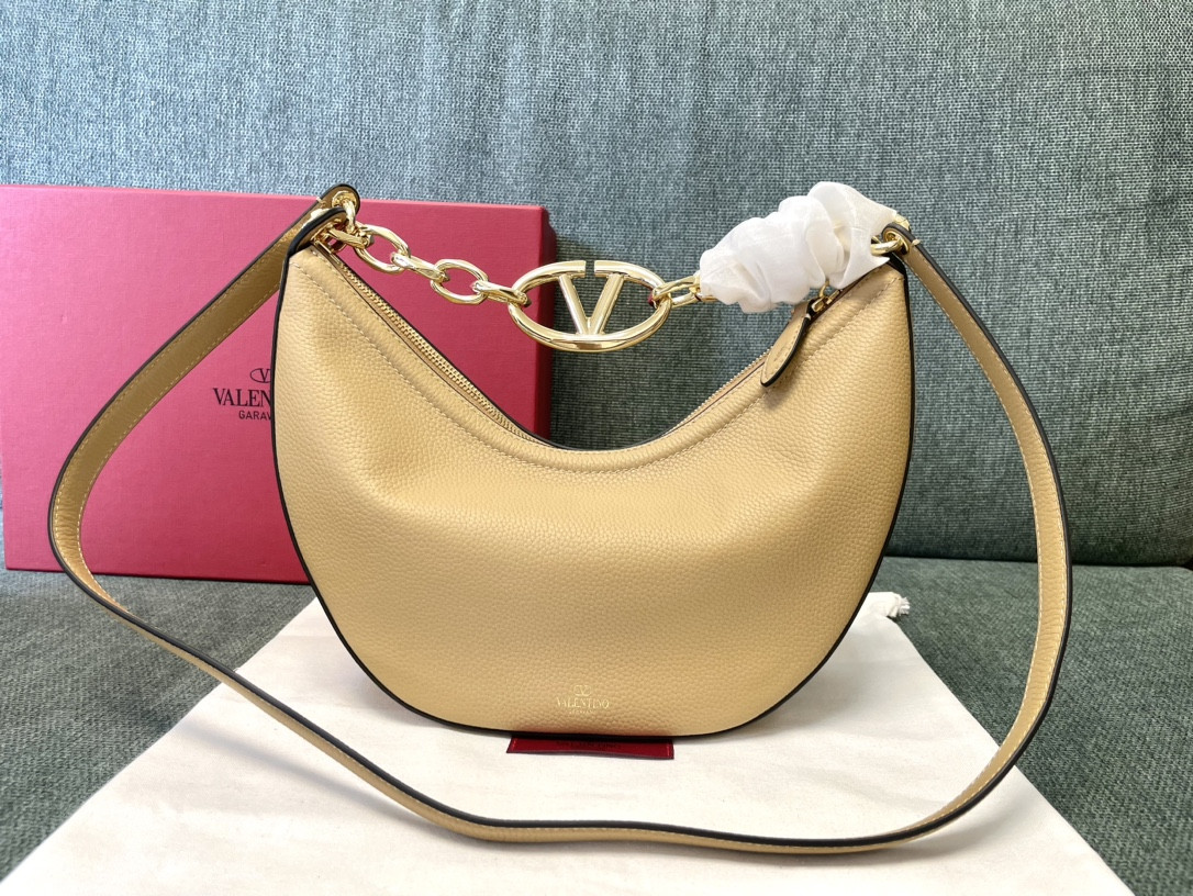 VALENTINO Small Vlogo Moon Hobo Bag - 29*23*11CM