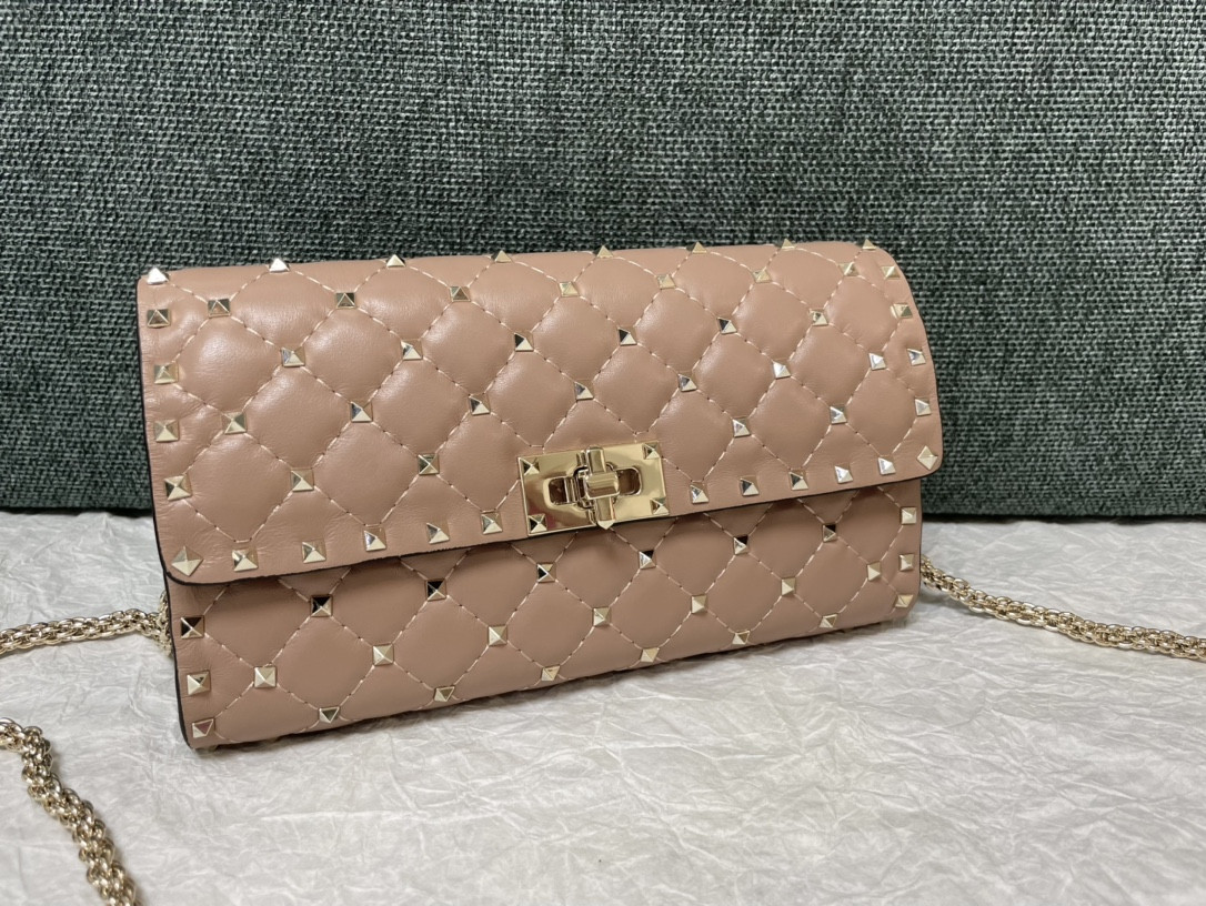 Valentino Rockstud Spike Nappa Leather Crossbody Clutch Bag